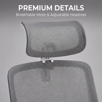 Chaise de bureau ergonomique en maille avec appui-tête, siège respirant, chaise de bureau pivotante réglable pour la maison, le bureau et l'étude