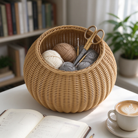 Panier rond en plastique tressé durable, design en forme de vase, parfait comme panier à fleurs, porte-fruits et organisateur de petits objets