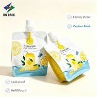 Pochette souple avec bouchon à vis 200 ml pour jus de fruits, gelée, purée et smoothie (orange, raisin, noix de coco, mangue)