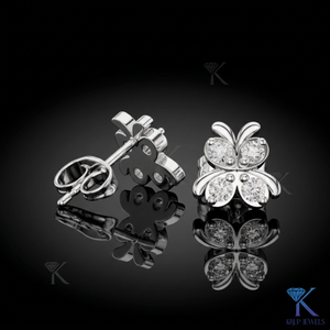 Lab Grown Diamond Butterfly <b>Stud</b> Earrings 4 Stone Cluster 14K 18K Solid Gold Fine Women Jewelry Romantic Bridal Anniversary Gift - Product Image 2