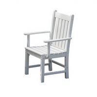 Chaise de salle à manger Adirondack en plastique HDPE, bois composite imperméable, avec accoudoirs, pour patio, véranda, jardin, restaurant, bistrot, blanche