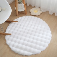 Tapis en fausse fourrure de lapin style crème, velours bulle, fabriqué à la machine, réversible, pour chambre à coucher, chevet, salon, maison