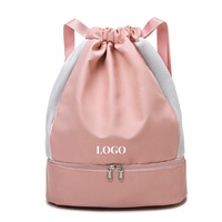 Sac à dos unisexe avec logo personnalisé Oxford Fitness à cordon Sac de sport imperméable à l'eau en maille avec fermeture éclair en toile de nylon et de soie