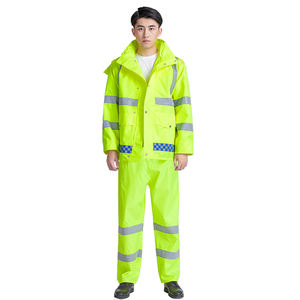 Chubasquero impermeable de PVC negro para motocicleta para exteriores para hombre con tiras reflectantes ANSI Clase 1 EN ISO 20471 Clase 1 logotipo personalizado - Product Image 2