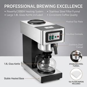 Cafetera Comercial de Goteo, Acero Inoxidable, Eléctrica, Automática, con Filtro, para Restaurante o Cafetería - Product Image 5
