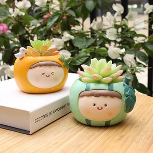 4 Couleurs Cartoon Plant Gardening Potted Fruit Baby Face Planter Decorative Desk Succulent Storage Bonsai Ornaments Flower Pot - Product Image 4