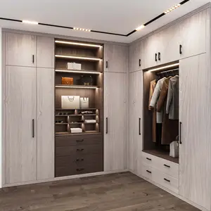 Customized Modern Bedroom Walkin Cabinet Wardrobe Closets Systems Furniture Design Clothes Wardrobe Wooden Walk in Closet