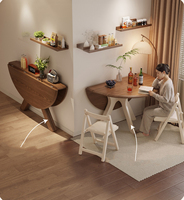Ensemble de table à manger ronde en bois massif avec 6 chaises à dossier croisé, style scandinave moderne, meubles pliables pour la salle à manger