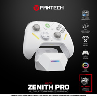 Fantech WGP18 Pengontrol Game Nirkabel Hall Effect 2.4G BT Berkabel, Dapat Diprogram, dengan Dock Pengisian Daya, Gamepad untuk PC, Switch, PS, Android, IOS