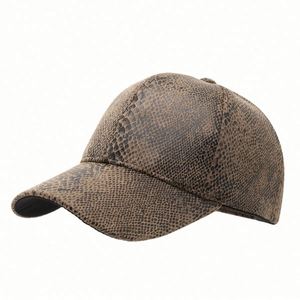 Spring Summer PU Leather Baseball Cap Men's & Women's Street Fashion Sun <b>Hat</b> with Snake Pattern Sporty Style - Product Image 5