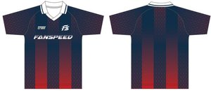 Authentic Custom Diagonal Gradient Details Red and Black Vertical Striped Player Version <strong>Football</strong> Jersey Soccer Wear - Product Image 4