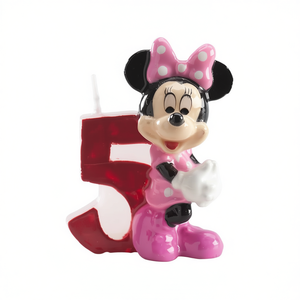 Vela de Cumpleaños de Minnie Mouse Número 5 con Diseño de Puntos Rosados de 7 cm, Decoración para Fiestas - Product Image 2