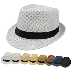 Custom Short Brim Breathable Mesh Summer Straw Sun Hat Unisex Fedora Panama with Custom Logo and Colors for Adults & Children