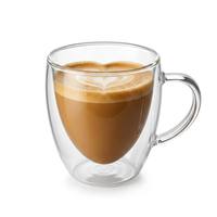 Tasse en verre à double paroi transparente en borosilicate haute résistance, design simple fait main, avec poignée, pour boire du café ou du thé