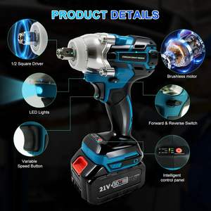 مفتاح ربط صدمي لاسلكي بدون فرش 21 فولت - أداة احترافية صناعية لإصلاح إطارات الشاحنات بعزم دوران أقصى 350 نيوتن متر تعمل ببطارية ليثيوم أيون - Product Image 3