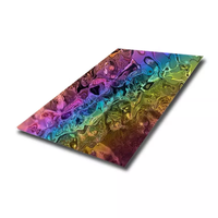 Plaque de tôle en acier inoxydable de couleur dorée SS 304L 316L 904L avec design décoratif estampé martelé par ondulation de l'eau pour mur de plafond