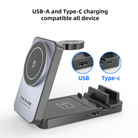 NOUVEAU Chargeur sans fil magnétique 5 en 1 Chargeur de bureau Station de charge sans fil multifonctionnelle avec sortie USB-C et USB-A