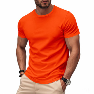 T-shirt Homme Séchage <span class=keywords><strong>Rapide</strong></span> 95% Polyester 5% Spandex Maille Tricotée Unie Coupe Ample Prêt à Porter Été En Stock - Product Image 4
