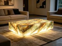 Tables basses en marbre onyx vert moderne de luxe, table à manger minimaliste en onyx pour petit appartement, table en onyx pour villa