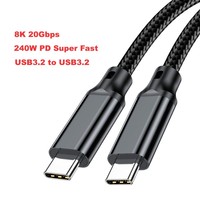 Câble USB 3.2 Type-C E-Marker 240W PD Charge Rapide Transfert de Données 20 Gbps Vidéo 8K MacBook Pro iPad Pro pour Personnalisation Acceptée