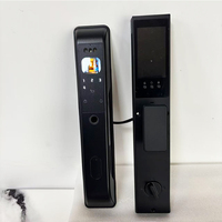 Serrure de porte intelligente A60 noir mat avec WiFi et contrôle par application, en alliage d'aluminium pour portes résidentielles et accès par code