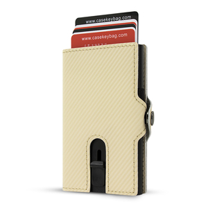 Casekey Hot Sale Beige Vintage Genuine Leather Popup <b>Wallet</b> Cardholder Anti-rfid Anti-theft 4-6 Cards Credit Card <b>Holder</b> - Product Image 1