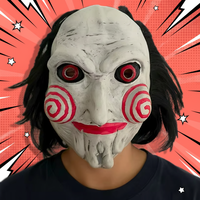 Masque d'Halloween en latex, motif personnage de film d'horreur, avec perruque intégrée, pour festival, cosplay, accessoires, et pour la blague du masque de la tronçonneuse