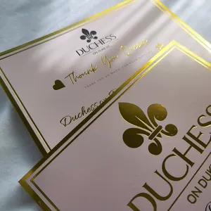 Luxe Custom Metallic Goud Folie Visitekaartje/Postkaart/Trouwkaart/Dank U Kaart Met Logo