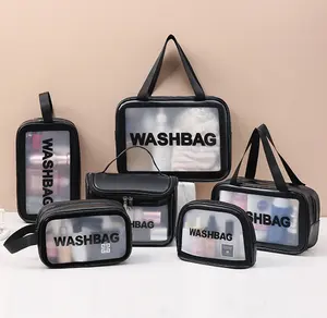 도매 사용자 정의 로고 PVC 투명 투명 지퍼 주최자 화장품 가방 여행 세면도구 세척 파우치 가방 방수 메이크업 가방