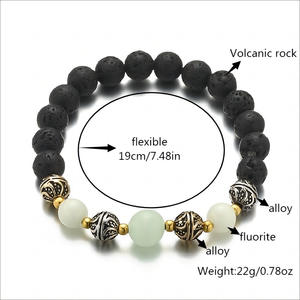 新しいファッショントレッド天然火山ストーンヨガブレスレット人気弾性蝶柄発光ビーズブレスレット - Product Image 2