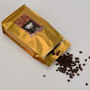 Sachet de café en papier d'aluminium refermable, sachet de dégazage biodégradable avec Valve