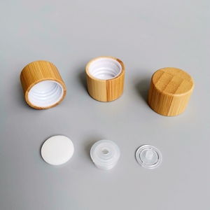 Bouchon en bambou <span class=keywords><strong>18</strong></span> mm Bouchon à vis en bambou Bouchon en bois avec réducteur d'orifice de prise de gouttes pour emballage cosmétique - Product Image 3