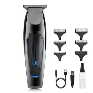 All-Metal Long Hair Clippers For Men Professional Rechargeable Hair Trimmer Cordless Adjustable LED Display For Babershop House