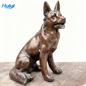 Estátuas de Animais em Bronze Realistas e Modernas Personalizadas para Decoração de Jardim, Esculturas de Cães Sentados - Product Image 2