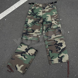 Custom Streetwear Detachable Loose Wide Leg Baggy Short Jorts Flared Tactical <strong>Camo</strong> Camouflage Carpenter <strong>Trousers</strong> <strong>Cargo</strong> Pants <strong>Men</strong> - Product Image 3