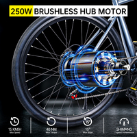 Vélo de ville au design tendance avec moteur arrière sans balais 250W à 7 vitesses pour hommes, vélo électrique à assistance au pédalage par capteur pour adultes, freins à double disque