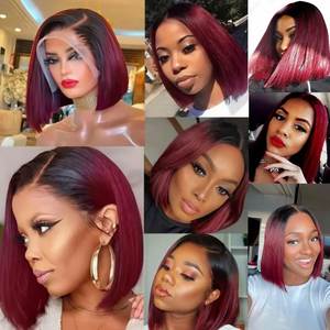 Factory Direct T1b-burgundy HD Lace <b>Bob</b> <b>Wig</b> 13x4 Human Hair Lace Frontal <b>Wig</b> T1B-99J <b>Bob</b> HD Lace <b>Bob</b> <b>Wig</b> for Black Women - Product Image 6