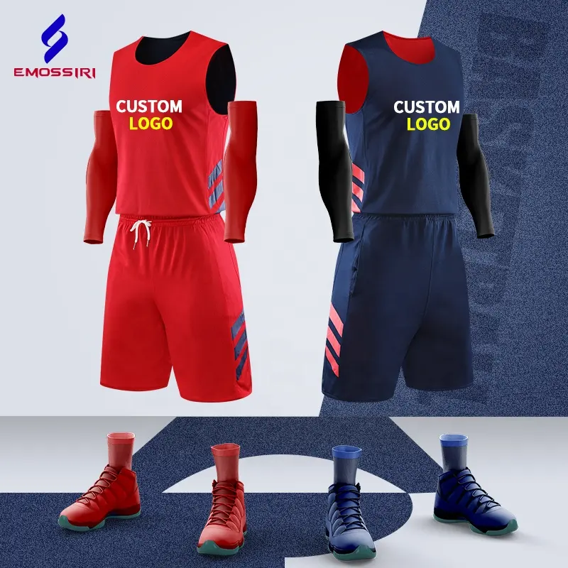 Großhandel Basketball Trikot Erwachsene Reversible Basketball Uniform Benutzer definierte Jugend Atmungsaktive Doppelseite Basketball Shirt Kleidung