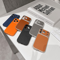 Coque de téléphone antichoc pour iPhone 17 Pro Max 16 15 14 13, motif litchi, cuir mat, grande fenêtre de protection, étuis pour téléphone portable