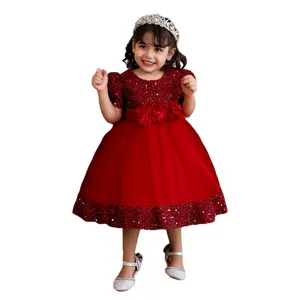 Children'S Dress Baby Birthday Princess Flower Child Wedding Dress Pompadour Dress For Girls