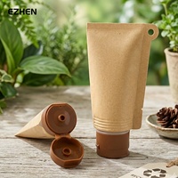 Pochette souple personnalisée recyclable en papier kraft et composite plastique avec trou de suspension pour cosmétiques et soins de la peau