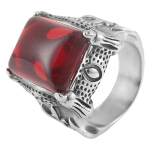 Anillo de Acero Inoxidable con Forma de Animal para Hombre, con Bisel de Piedra Preciosa Roja y Piedra Cuadrada, Estilo Punk, Regalo de Joyería - Product Image 5