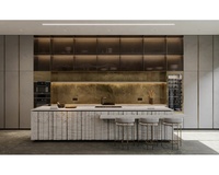 Armoire de cuisine murale contemporaine multifonctionnelle de luxe sur mesure avec porte en verre