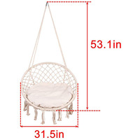 Hamac en macramé, balançoire avec corde en coton, blanc, Kits de suspension, pour Patio intérieur, véranda, jardin de lecture, loisirs