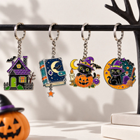Porte-clés en métal personnalisé, porte-clés fantôme d'Halloween, breloques en alliage de zinc émaillé dur, vente en gros, cadeau promotionnel, porte-clés