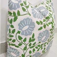 Housse de coussin de canapé en coton pur à imprimé floral vigne verte, motif botanique bleu, pour décoration intérieure de salon de style cottage