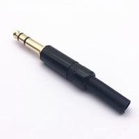 6.35mm TRS double prise noire 2 pôles stéréo 1/4 pouces prise mâle connecteur à souder métal plaqué or guitare Microphone prise mélangeur