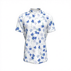 เสื้อโปโลผู้ชายพิมพ์ลายแขนสั้นผ้าฝ้ายลำลองระบายอากาศได้ดีทรงปกติ - Product Image 1