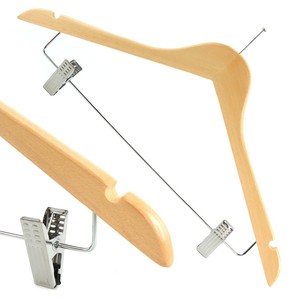 Inspring Solid Wood Eco-Friendly Pant Suit Hangers with Steel Clips and <strong>Chrome</strong> <strong>Hooks</strong> for Wardrobe and Clothing Store Use - Product Image 3