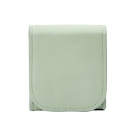 Pochette de maquillage portable mini tendance en cuir PU avec fermeture éclair, motif lettres, double étui à rouge à lèvres et miroir
